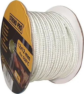 Zdjęcie produktu dla Sznur piecowy Strend Pro, L-43 m, 10x10 mm, opak. 5 kg, sznur uszczelniający do szyb, do drzwi, do kominków, do pieców, dławnica, biały