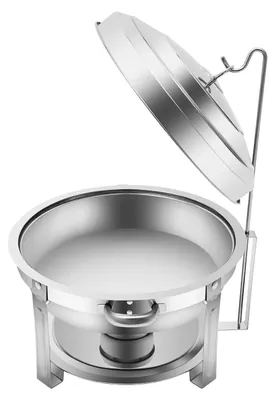 Image de Réchauffeur de plats Chafing Dish - Rond, 7,5 l - Avec couvercle - Insert inclus - Pour buffets et traiteurs - Blanc