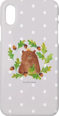 Produktbild von Mr. & Mrs. Panda Iphone 10 Handyhülle Bär König - Grau Pastell - Geschenk, Teddy, X, Cover, Vater, Papa, Vatertag, Dad, Daddy, Handy, Hülle