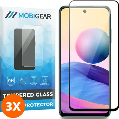 Produktbild von Mobigear Premium 9.98 Xiaomi Redmi 10 5G Panzerglas Gehärtetes Glas Displayschutz - Hüllenfreundlich - Schwarz (3er Pack)