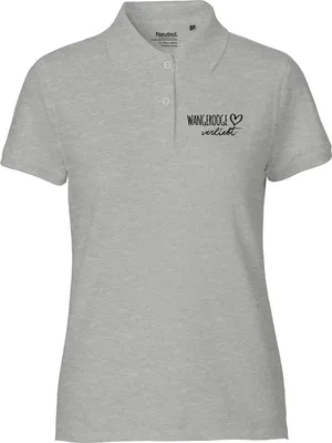 Produktbild von Huuraa Damen Polo Shirt Wangerooge verliebt L Sport Grey Bio Baumwolle Fairtrade Poloshirt Geschenkidee