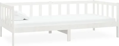 Image de vidaXL Lit de jour blanc pin massif 90x200 cm