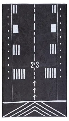 Zdjęcie produktu dla Omgoods - Ręcznik plażowy bawełniany, wzór "startowisko", 100x180 cm – Miękki i chłonny