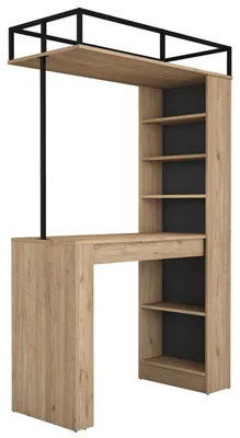 Image de Table à manger en Bois MDF noyer et noir - L 120 × P 55,6 × H 198,8 cm