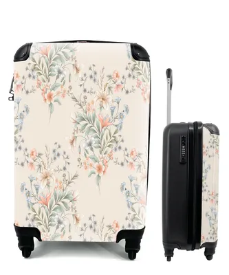 Produktbild von MuchoWow® Koffer Handgepäck Trolley Rollkoffer Kleine Reisekoffer mit 4 Rollen - Blumen - Rosa - Blätter - Cabin Size < 55x40x23 cm & 55x40x20 cm - Fotokoffer - Kabinenkoffer - Boardgepäck - Reise-Box - Reisekoffer - Reisegepäck - Koffer mit Bild - Trolley für Kinder