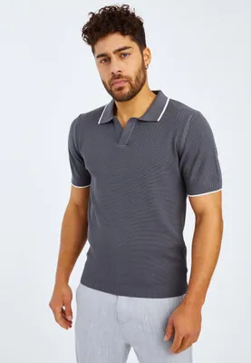 Zdjęcie produktu dla Leif Nelson Koszulka polo męska z cienkiej dzianiny LN-7345, ciemnoszary / XXL