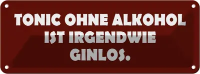 Produktbild von vianmo Blechschild 10x27 cm Tonic ohne Alkohol Ginlos Essen Trinken Bar Club