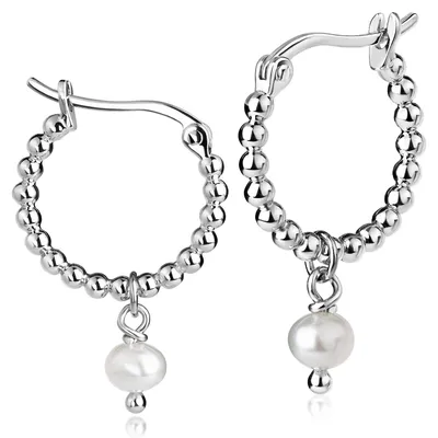 Produktbild von MATERIA by Matthias Wagner Kugel Creolen mit Perle 925 Sterling Silber für Damen 17mm in Schmuckbox SO-507