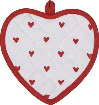 Produktbild von Clayre & Eef Topflappen 20x20 cm Weiß Rot Baumwolle Herzen