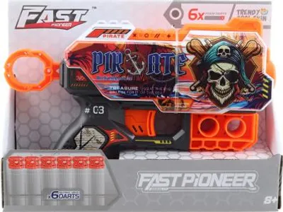 Produktbild von Piratenspielzeugpistole mit 6 Schaumstoffpatronen für Kinder ab 8 Jahren