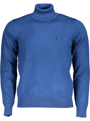 Produktbild von Elegantes Herren Langarmshirt Blau - Rollkragen mit Stickerei Logo