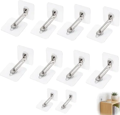 Produktbild von Möbelsicherheitsanker selbstklebend, 10 Stück, ohne Bohren, für Möbelstabilität