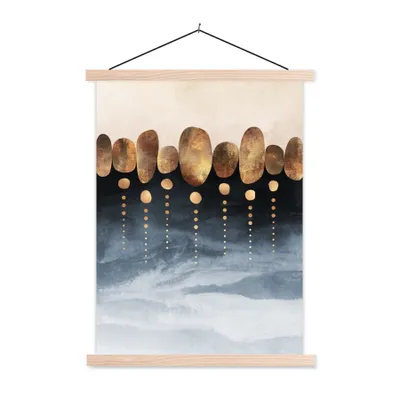 Produktbild von MuchoWow® Textilposter Gold - Abstrakt - Luxus 40x53 cm mit holzfarbenen Rahmen - Schlafzimmer