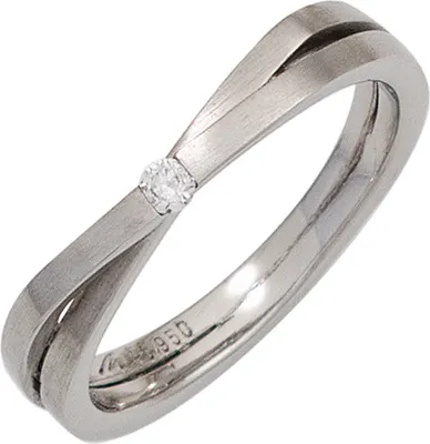 Produktbild von Ring Damenring aus 950 Platin mattiert mit Brillant 0,05ct Platinring Fingerring Innenumfang 58mm  Ø18.5mm
