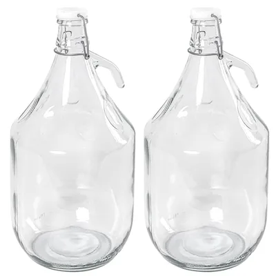 Produktbild von MIKONI 2 STÜCK x Bügelflaschen 5L, Gärballon mit Bügelverschluss, Glasballon Weinballon Fass 5000 ml Weithalsballon Flasche