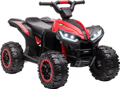 Image de HOMCOM Quad électrique enfant 12 V, voiture électrique enfants 2 moteurs 2 vitesses 3-6 km/h, phares LED, klaxon, pour enfant de 3 à 5 ans, poignée et selle ergonomique, rouge