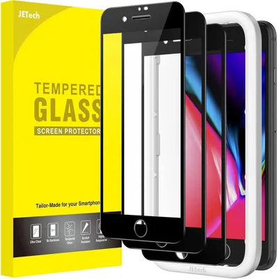 Zdjęcie produktu dla JETech Folia ochronna na cały ekran iPhone SE 3/2 8/7 4,7 cala Czarny 3 szt