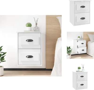 Immagine prodotto di vidaXL Comodino a muro bianco lucido 41,5x36x53 cm - Comodini