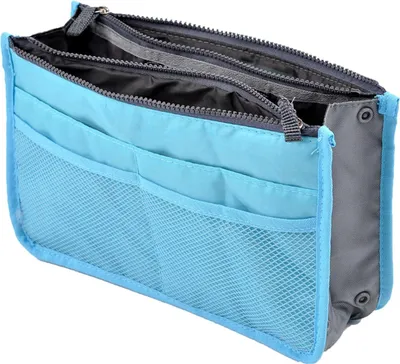 Produktbild von Handtas-Organizer mit 13 Taschen und Reißverschluss - Blau - Für Wickeltasche, Kosmetik und Reisen