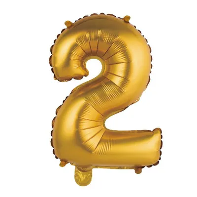 Produktbild von Folienballon "Nummer 2", gold, 35 cm