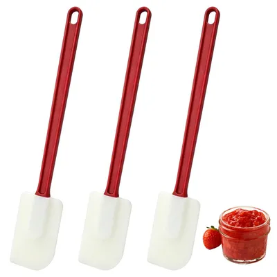 Image de Spatule en silicone - Raclette à pâte résistante à la chaleur - Pour la pâtisserie et la cuisine - Lot de 3, 25,5 x 5 cm