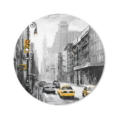 Produktbild von MuchoWow® Mauspad Mousepad Gemälde - Ölfarbe - Stadt - Auto 20x20 cm - Mousepads - Maus Mat - Pad - Mausunterlage - Schreibtischmatte