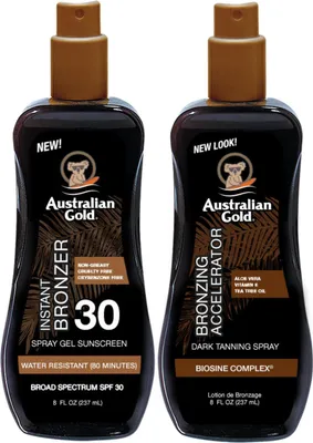 Productafbeelding van Australian Gold Spray Bronzer SPF30 zonnebrandspraygel + Tanning Gel Accelerator bruiningsversneller Bruiningsset