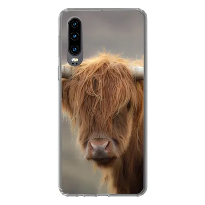 Produktbild von MuchoWow® Handyhülle Schutzhülle Hülle für Huawei P30 Schottischer Highlander - Hörner - Haare Silikon Softcase Handy Hülle - Kartenbesitzer