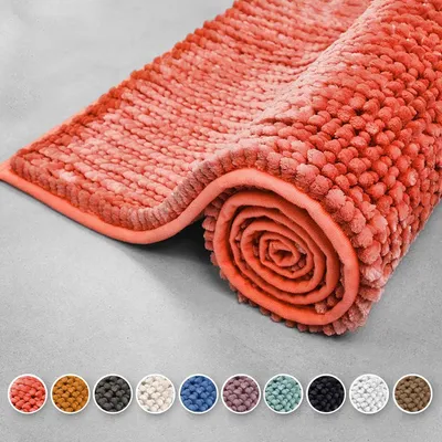 Produktbild von Badematte Coral Chenille-Struktur Melone Pink 50 x 80 cm
