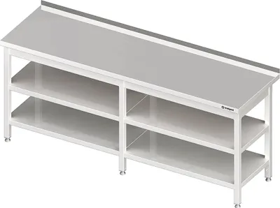 Produktbild von Arbeitstisch mit Grund- und Zwischenboden, 2800x700x850 mm, mit Aufkantung, verschweißt