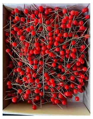 Produktbild von rote Plastikkopfstecknadeln. Stecknadeln 32 mm Bastelnadel rot