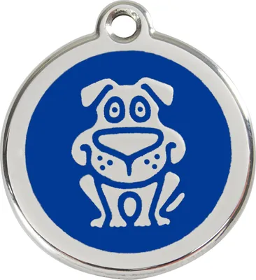 Image de Médaille pour chien RedDingo avec gravure personnalisée Dog bleu foncé, taille : L