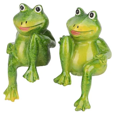 Froschfigur handgefertigt, 2 Stück, 7,5 cm, Harz, wetterfest