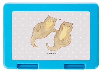 Produktbild von Mr. & Mrs. Panda Lunchbox Otter Hände halten - Grau Pastell - Geschenk, Bentobox, glücklich, Vorratsbehälter, Verliebt, Essensbehälter, Fischotter, Bento Box, Liebe, Paar