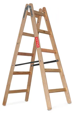 Produktbild von Baulich | Holzleiter - 2 x 5 Stufen - beidseitige - aus Kiefernholz - EN 131 - Arbeitshöhe bis 3 m - Tragkraft 150 kg - wetterfest - mit Haken