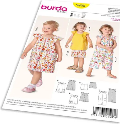 Obrázok produktu pre Strih Burda 9435 - Detské šaty, blúzka, kraťasy, overal