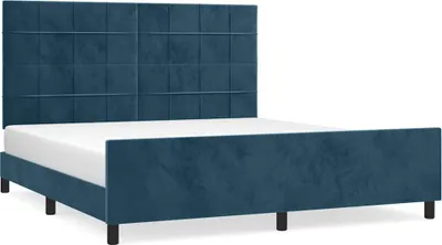 Immagine prodotto di vidaXL Struttura letto con testiera blu scuro 180x200 cm in velluto