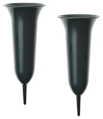 Produktbild von Steckvasen Grab Friedhof Deko grün Set 13 cm