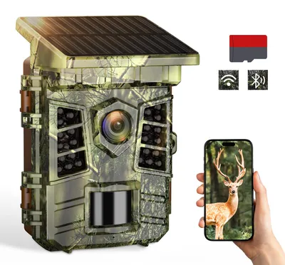 Zdjęcie produktu dla Wildcamera 60MP 4K - Bezprzewodowa kamera zasilana energią słoneczną - Tryb nocny, czujnik ruchu