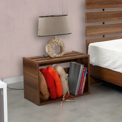 Produktbild von Skye Decor, Fuga - Walnut, Nachttisch, Nussbaum, 100 % MELAMINBESCHICHTETE SPANPLATTEN, 60 x 33 x 43 cm