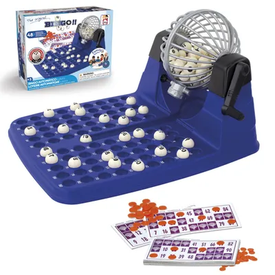 Produktbild von Chicos - Bingo Spiel | Klassisches manuelles Lotto Familien-Spiel mit 48 Spielkarten, Markierungschips & 90 nummerierten Kugeln | Ab 3 Jahren (20805)