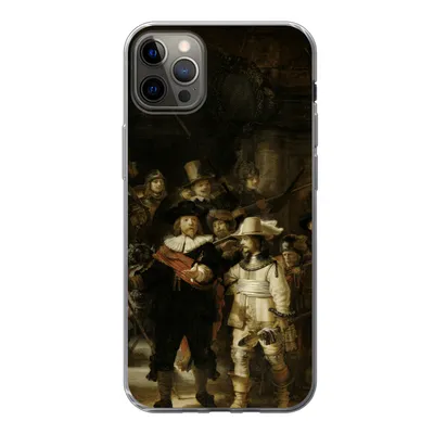 Produktbild von MuchoWow® Handyhülle Schutzhülle Hülle für iPhone 12 Pro Max Nachtwache - Rembrandt van Rijn - Kunst Silikon Softcase Handy Hülle - Hartschale