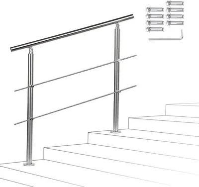 Produktbild von Famanu Treppengeländer Edelstahl - Verstellbare Montage - 80 cm Länge - Gebürstet