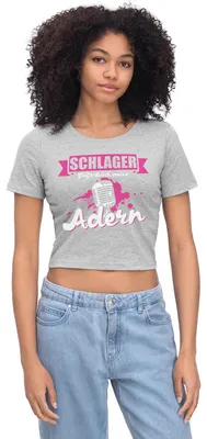Produktbild von Spreadshirt Fanartikel Schlager Fließt Durch Meine Adern Crop Top, XL, Grau meliert