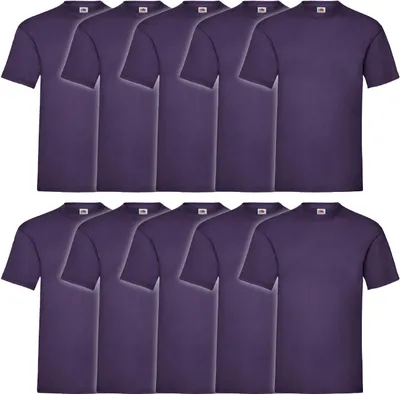 Produktbild von 10er Pack Fruit of the Loom Valueweight T-Shirt + GRATIS MyShirt Stoffbeutel Farbe: violett Größe: S