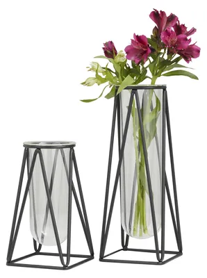 Produktbild von Solidchoice – Set aus 2 Glasvasen mit Metallfuß