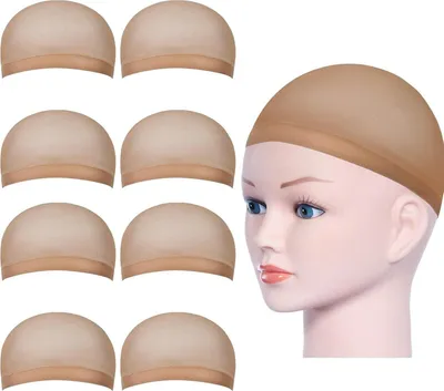Produktbild von Set mit 8 Nylon Perückenkappen Haarnetz - Beige - Atmungsaktiv & Elastisch