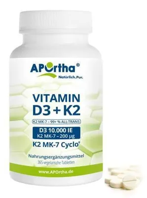 Produktbild von Vitamin D3 10.000 I.E.+Natto K2 200 μg Tabletten 365 St