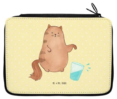 Produktbild von Mr. & Mrs. Panda Etui Katze Wasserglas - Gelb Pastell - Geschenk, Federmäppchen, Wasser, Bleistiftetui, für Stifte, Stifteetui, Schlampermäppchen, Cats, Federmappe, Cat