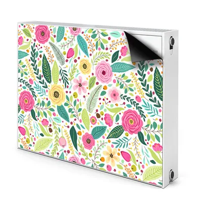 Produktbild von Magnet Heizkörper-Abdeckung Verkleidung Abdeckung Heizkörperabdeckung 110x60 cm - Farbenfrohe Blumen